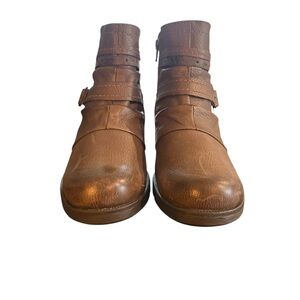 Earth Origins Brown Leather Moto Ankle Boots Women’s Size 9 Comfort Casual